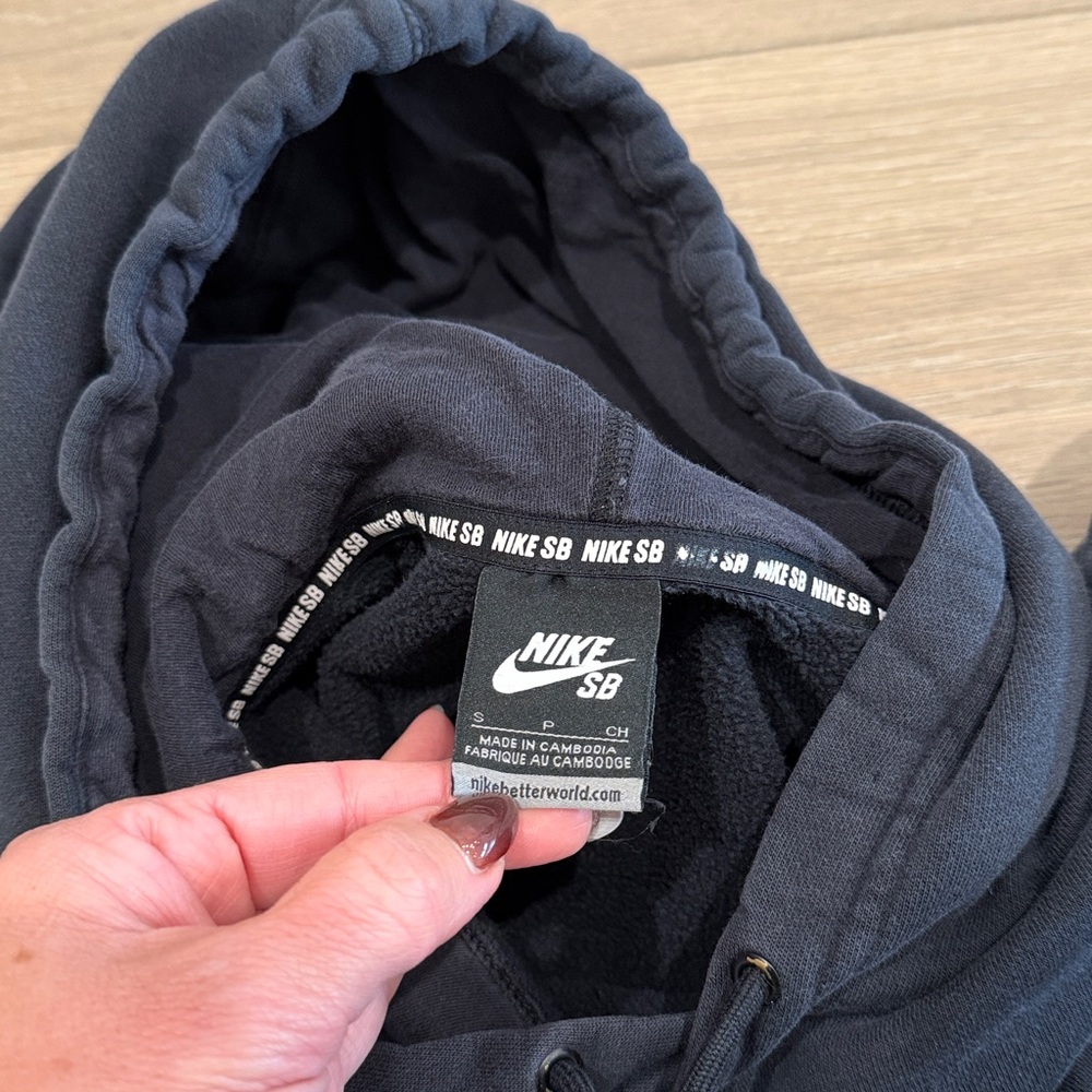 NIKE SB Black Cotton Fleece Pullover‎ Active Long Sleeve Hoodie Size Small - Picture 3 of 10